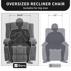 Fauteuil inclinable de massage avec vibrations et chaleur lombaire pour adultes, large, ergonomique, siège simple avec 3 positions, 2 poches latérales et porte-gobelets
