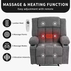 Fauteuil inclinable de massage avec vibrations et chaleur lombaire pour adultes, large, ergonomique, siège simple avec 3 positions, 2 poches latérales et porte-gobelets