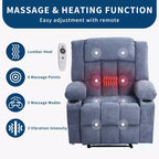 Fauteuil inclinable de massage avec vibrations et chaleur lombaire pour adultes, large, ergonomique, siège simple avec 3 positions, 2 poches latérales et porte-gobelets