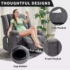 Fauteuil inclinable de massage avec vibrations et chaleur lombaire pour adultes, large, ergonomique, siège simple avec 3 positions, 2 poches latérales et porte-gobelets