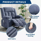 Fauteuil inclinable de massage avec vibrations et chaleur lombaire pour adultes, large, ergonomique, siège simple avec 3 positions, 2 poches latérales et porte-gobelets