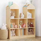 Bibliothèque pour enfants à 8 compartiments en forme de château, coin lecture pour enfants avec organiseur de rangement de jouets, vitrine de rangement multiple pour salle de jeux d'enfants