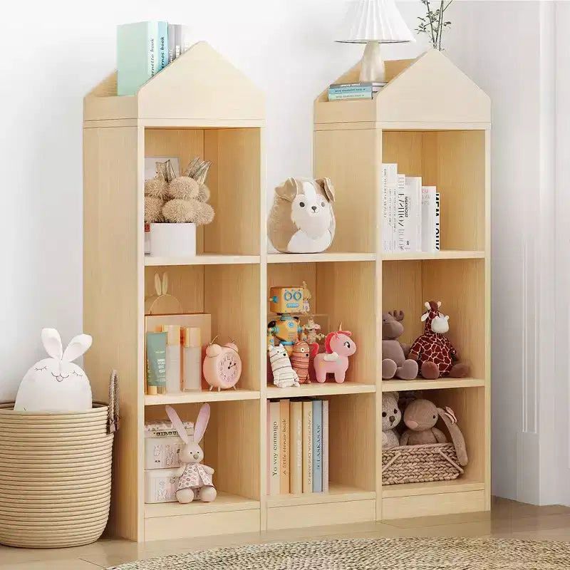 Bibliothèque pour enfants à 8 compartiments en forme de château, coin lecture pour enfants avec organiseur de rangement de jouets, vitrine de rangement multiple pour salle de jeux d'enfants