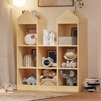 Bibliothèque pour enfants à 8 compartiments en forme de château, coin lecture pour enfants avec organiseur de rangement de jouets, vitrine de rangement multiple pour salle de jeux d'enfants
