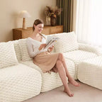 Canapé sectionnel modulaire en L moderne 146 pour salon, tissu flanelle, canapé surdimensionné 4 places, canapé sans armature