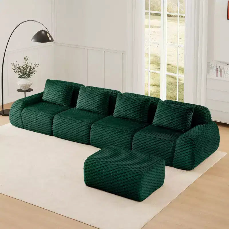 Canapé sectionnel modulaire en L moderne 146 pour salon, tissu flanelle, canapé surdimensionné 4 places, canapé sans armature