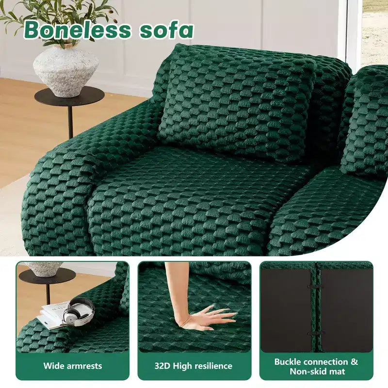 Canapé sectionnel modulaire en L moderne 146 pour salon, tissu flanelle, canapé surdimensionné 4 places, canapé sans armature