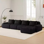 Canapé sectionnel modulaire en L moderne 146 pour salon, tissu flanelle, canapé surdimensionné 4 places, canapé sans armature