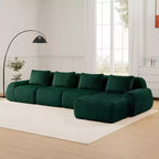Canapé sectionnel modulaire en L moderne 146 pour salon, tissu flanelle, canapé surdimensionné 4 places, canapé sans armature