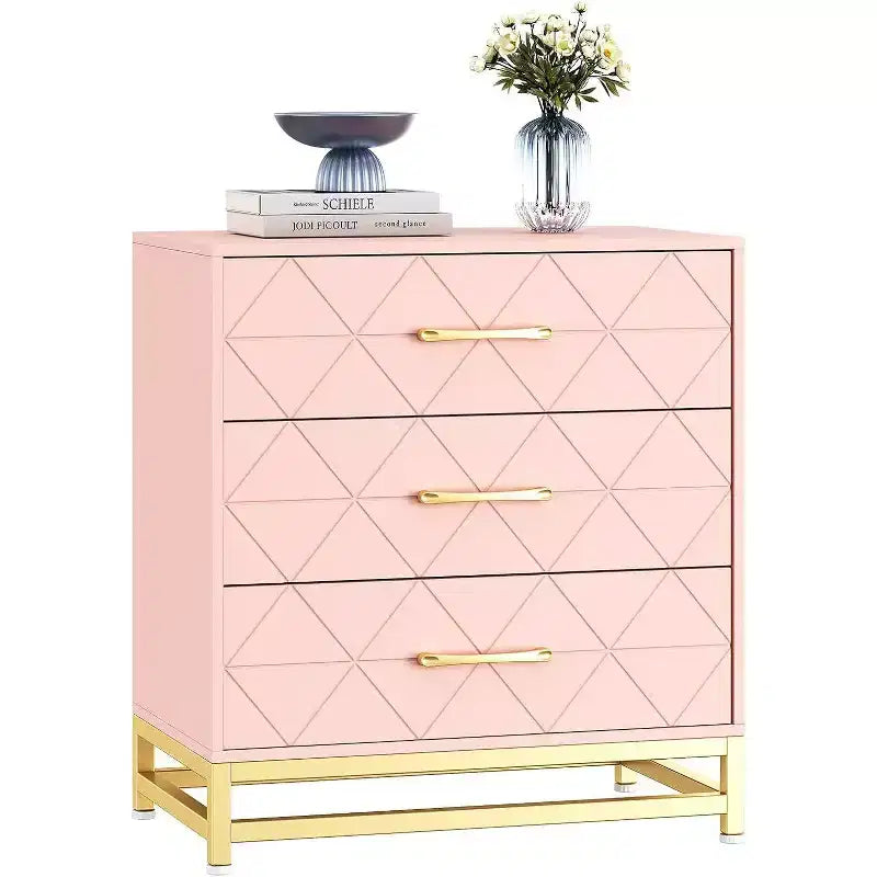Commode en bois à 3 tiroirs Acekool, commode de rangement moderne avec poignées métalliques, organisateur de rangement pour chambre et salon