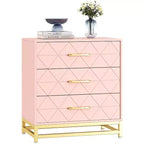 Commode en bois à 3 tiroirs Acekool, commode de rangement moderne avec poignées métalliques, organisateur de rangement pour chambre et salon