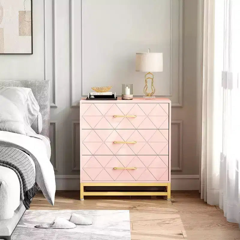 Commode en bois à 3 tiroirs Acekool, commode de rangement moderne avec poignées métalliques, organisateur de rangement pour chambre et salon