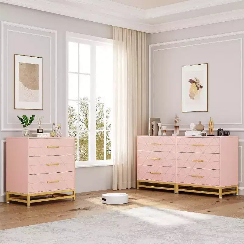 Commode en bois à 3 tiroirs Acekool, commode de rangement moderne avec poignées métalliques, organisateur de rangement pour chambre et salon