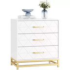 Commode en bois à 3 tiroirs Acekool, commode de rangement moderne avec poignées métalliques, organisateur de rangement pour chambre et salon