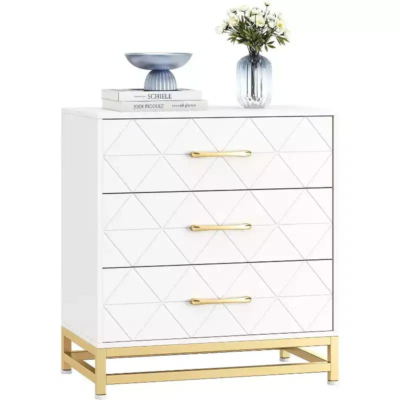 Commode en bois à 3 tiroirs Acekool, commode de rangement moderne avec poignées métalliques, organisateur de rangement pour chambre et salon