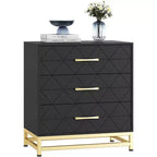 Commode en bois à 3 tiroirs Acekool, commode de rangement moderne avec poignées métalliques, organisateur de rangement pour chambre et salon