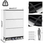 Meuble à chaussures haut Acekool avec 3 tiroirs basculants, organisateur de rangement de chaussures mince pour 18 paires pour entrée, couloir, placard