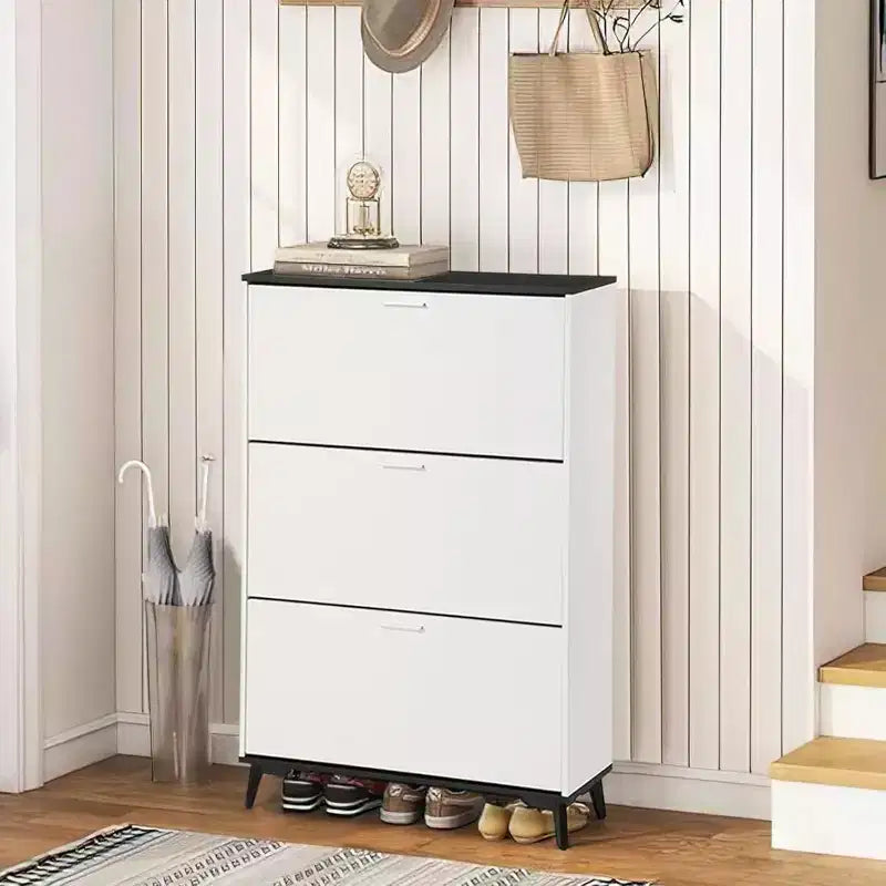 Meuble à chaussures haut Acekool avec 3 tiroirs basculants, organisateur de rangement de chaussures mince pour 18 paires pour entrée, couloir, placard