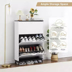 Meuble à chaussures haut Acekool avec 3 tiroirs basculants, organisateur de rangement de chaussures mince pour 18 paires pour entrée, couloir, placard