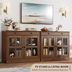 Buffet Bahut de 35,4 po avec porte vitrée, Buffet avec rangement, Bahut blanc et marron avec tiroir, Buffets et bahut modernes