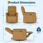 Fauteuil Inclinable Électrique avec Rotation à 360° et Recharge, Fauteuil à Bascule Électrique avec Support Lombaire pour Salon ou Chambre de Bébé, Marron