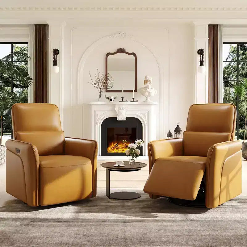 Fauteuil Inclinable Électrique avec Rotation à 360° et Recharge, Fauteuil à Bascule Électrique avec Support Lombaire pour Salon ou Chambre de Bébé, Marron