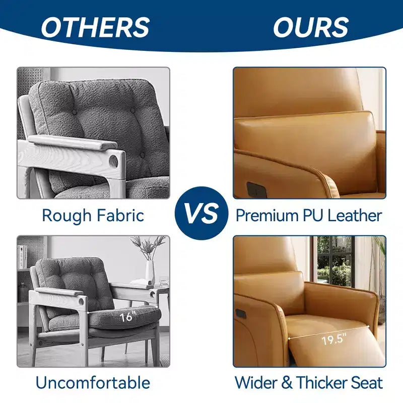 Fauteuil Inclinable Électrique avec Rotation à 360° et Recharge, Fauteuil à Bascule Électrique avec Support Lombaire pour Salon ou Chambre de Bébé, Marron