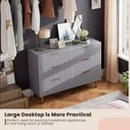 Commode à 6 tiroirs Acekool, commode double cannelée moderne, meuble TV avec tiroirs profonds et pieds dorés, organisateur de rangement pour chambre ou salon