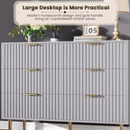 Commode à 6 tiroirs Acekool, commode double cannelée moderne, meuble TV avec tiroirs profonds et pieds dorés, organisateur de rangement pour chambre ou salon