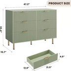 Commode à 6 tiroirs Acekool, commode double cannelée moderne, meuble TV avec tiroirs profonds et pieds dorés, organisateur de rangement pour chambre ou salon