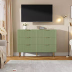 Commode à 6 tiroirs Acekool, commode double cannelée moderne, meuble TV avec tiroirs profonds et pieds dorés, organisateur de rangement pour chambre ou salon