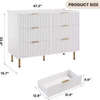 Commode à 6 tiroirs Acekool, commode double cannelée moderne, meuble TV avec tiroirs profonds et pieds dorés, organisateur de rangement pour chambre ou salon