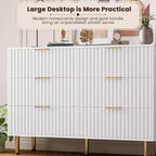 Commode à 6 tiroirs Acekool, commode double cannelée moderne, meuble TV avec tiroirs profonds et pieds dorés, organisateur de rangement pour chambre ou salon