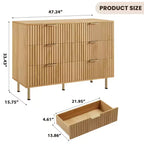 Commode à 6 tiroirs Acekool, commode double cannelée moderne, meuble TV avec tiroirs profonds et pieds dorés, organisateur de rangement pour chambre ou salon