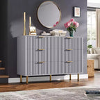 Commode à 6 tiroirs Acekool, commode double cannelée moderne, meuble TV avec tiroirs profonds et pieds dorés, organisateur de rangement pour chambre ou salon