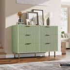 Commode à 6 tiroirs Acekool, commode double cannelée moderne, meuble TV avec tiroirs profonds et pieds dorés, organisateur de rangement pour chambre ou salon
