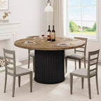 Table de salle à manger ronde de 47 pouces pour 4 à 6 personnes, avec pied piédestal en métal ondulé, table de cuisine circulaire de style ferme pour salle à manger, cuisine