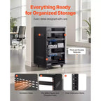 Rack AV VEVOR 16U, Capacité max. 90 kg, Rack de studio d'enregistrement à domicile avec roulettes verrouillables, Armoire de serveur à cadre ouvert, Conception spéciale d'aération, Noir