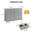 Commode à 6 tiroirs pour chambre à coucher, lot de 2 commodes de style rustique en bois pour vêtements, commodes de rangement avec poignées et tiroirs profonds