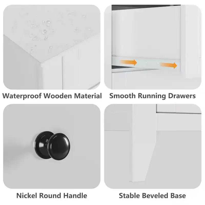 Commode à 6 tiroirs pour chambre à coucher, lot de 2 commodes de style rustique en bois pour vêtements, commodes de rangement avec poignées et tiroirs profonds