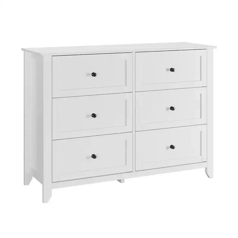 Commode à 6 tiroirs pour chambre à coucher, lot de 2 commodes de style rustique en bois pour vêtements, commodes de rangement avec poignées et tiroirs profonds