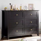 Commode à 6 tiroirs pour chambre à coucher, lot de 2 commodes de style rustique en bois pour vêtements, commodes de rangement avec poignées et tiroirs profonds