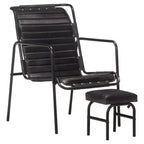 vidaXL Fauteuil relax Marron foncé Cuir véritable, Fer enduit de poudre