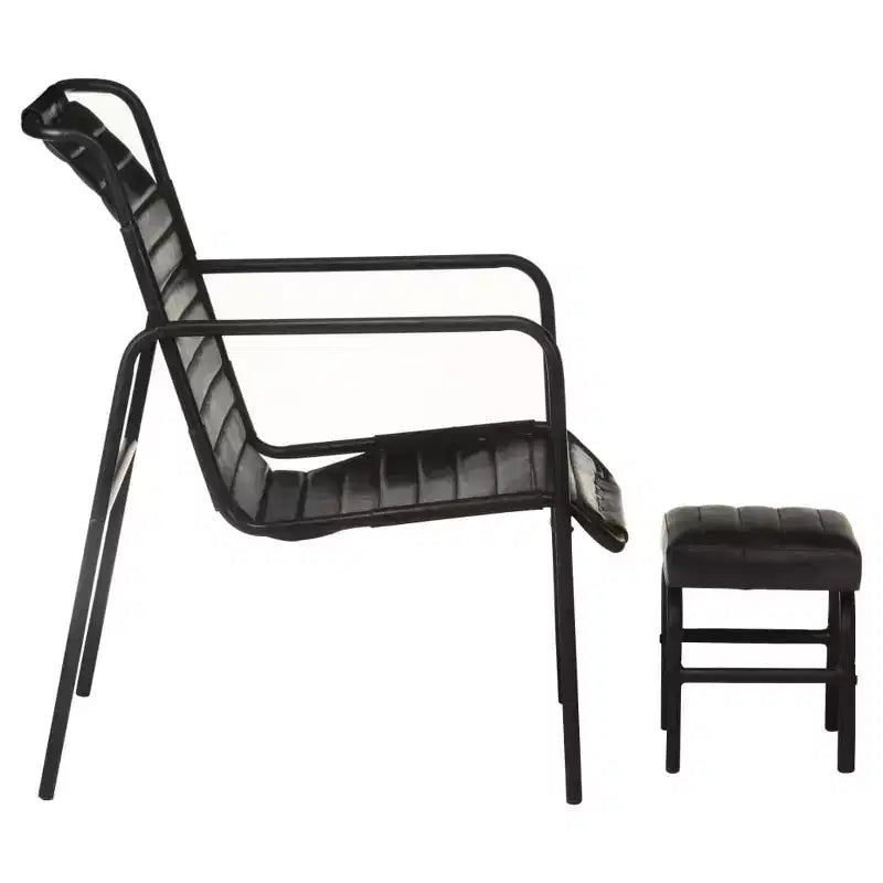vidaXL Fauteuil relax Marron foncé Cuir véritable, Fer enduit de poudre