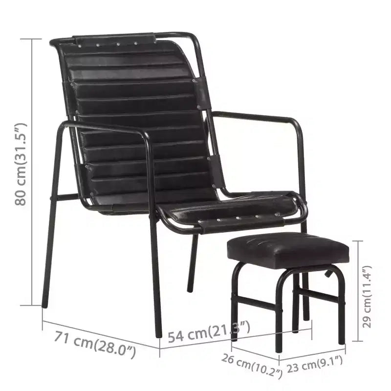 vidaXL Fauteuil relax Marron foncé Cuir véritable, Fer enduit de poudre