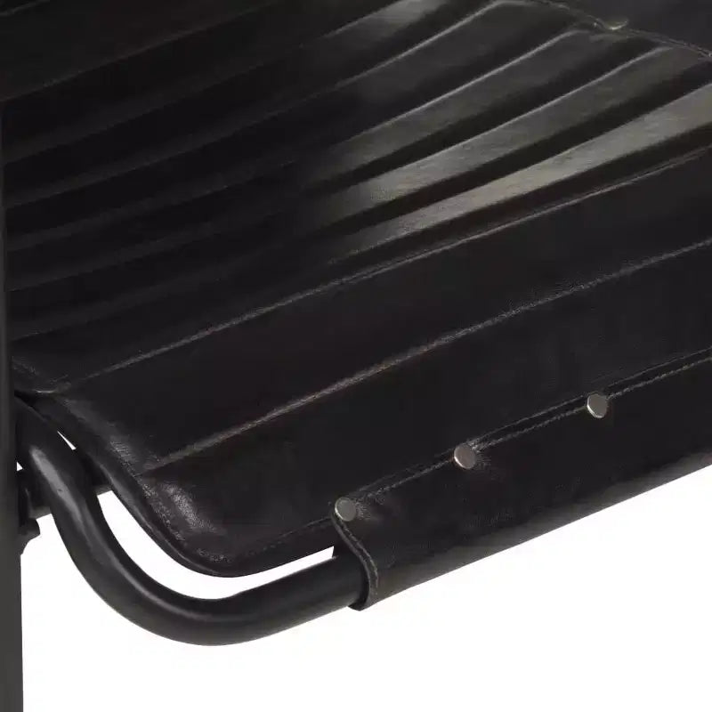 vidaXL Fauteuil relax Marron foncé Cuir véritable, Fer enduit de poudre