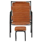 vidaXL Fauteuil relax Marron foncé Cuir véritable, Fer enduit de poudre