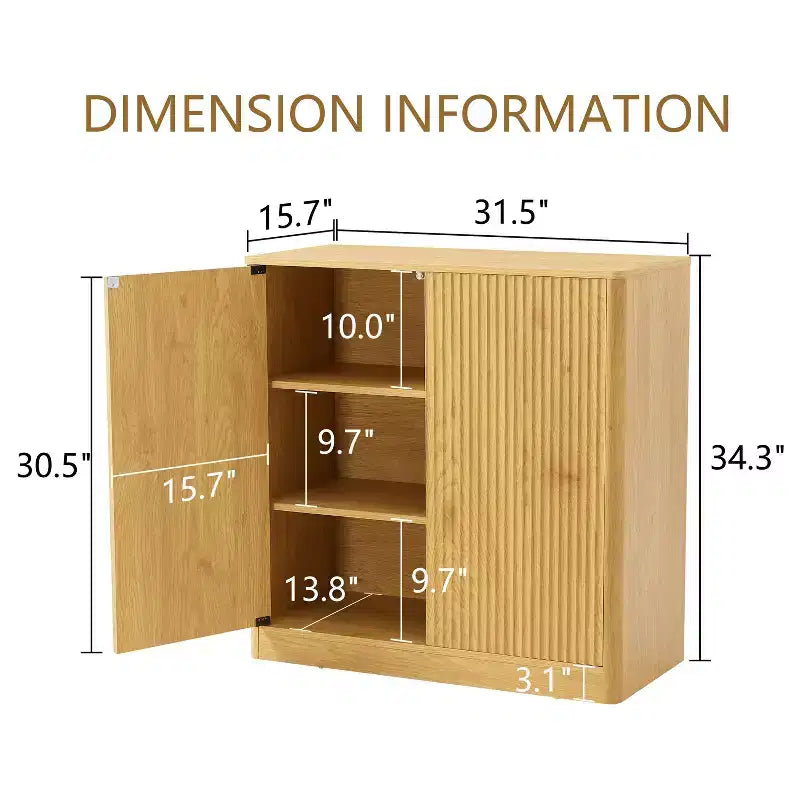 Meuble buffet de rangement Okak au design ondulé cannelé moderne avec 2/4 portes, buffet décoratif pour salle à manger, cuisine