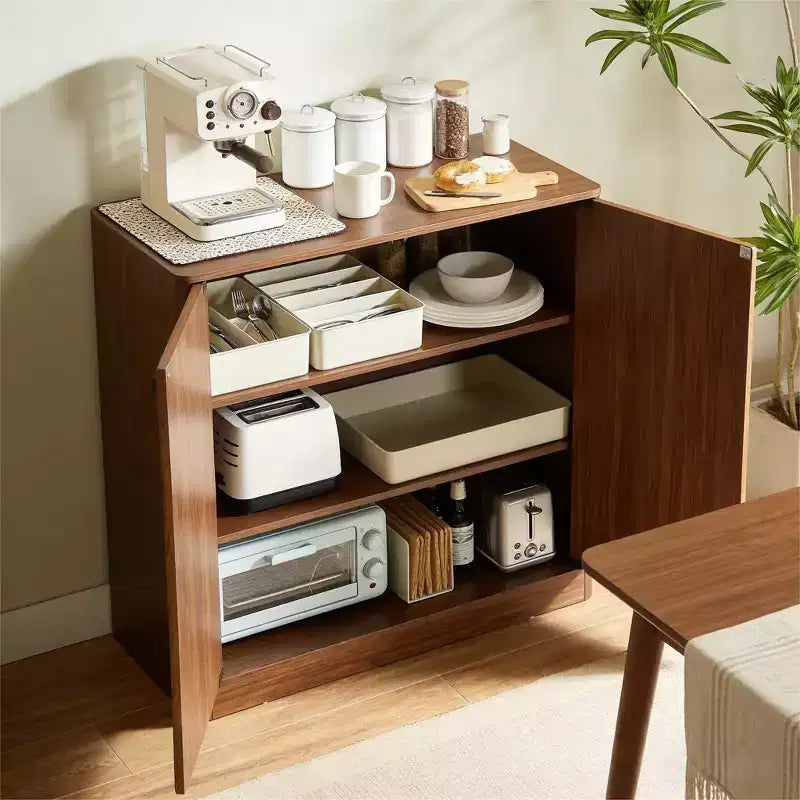 Meuble buffet de rangement Okak au design ondulé cannelé moderne avec 2/4 portes, buffet décoratif pour salle à manger, cuisine