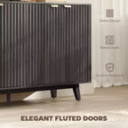 Meuble buffet de rangement Okak au design ondulé cannelé moderne avec 2/4 portes, buffet décoratif pour salle à manger, cuisine